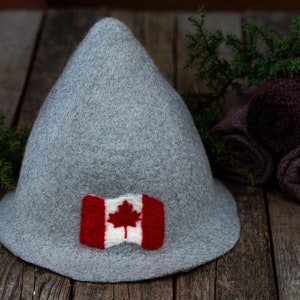 100% hecho a mano. Especial para los amantes de la sauna de Canadá. Sombrero de sauna de lana natural / Cap. Regalo de sauna. Accesorios de sauna.