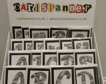 Handmade Zentangle Alphabet Greetings Card: A-Z Blank Card