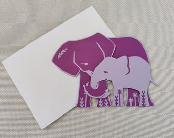 Elephant Hug Card: Purple Design, Special Friend, A6 with Envelope