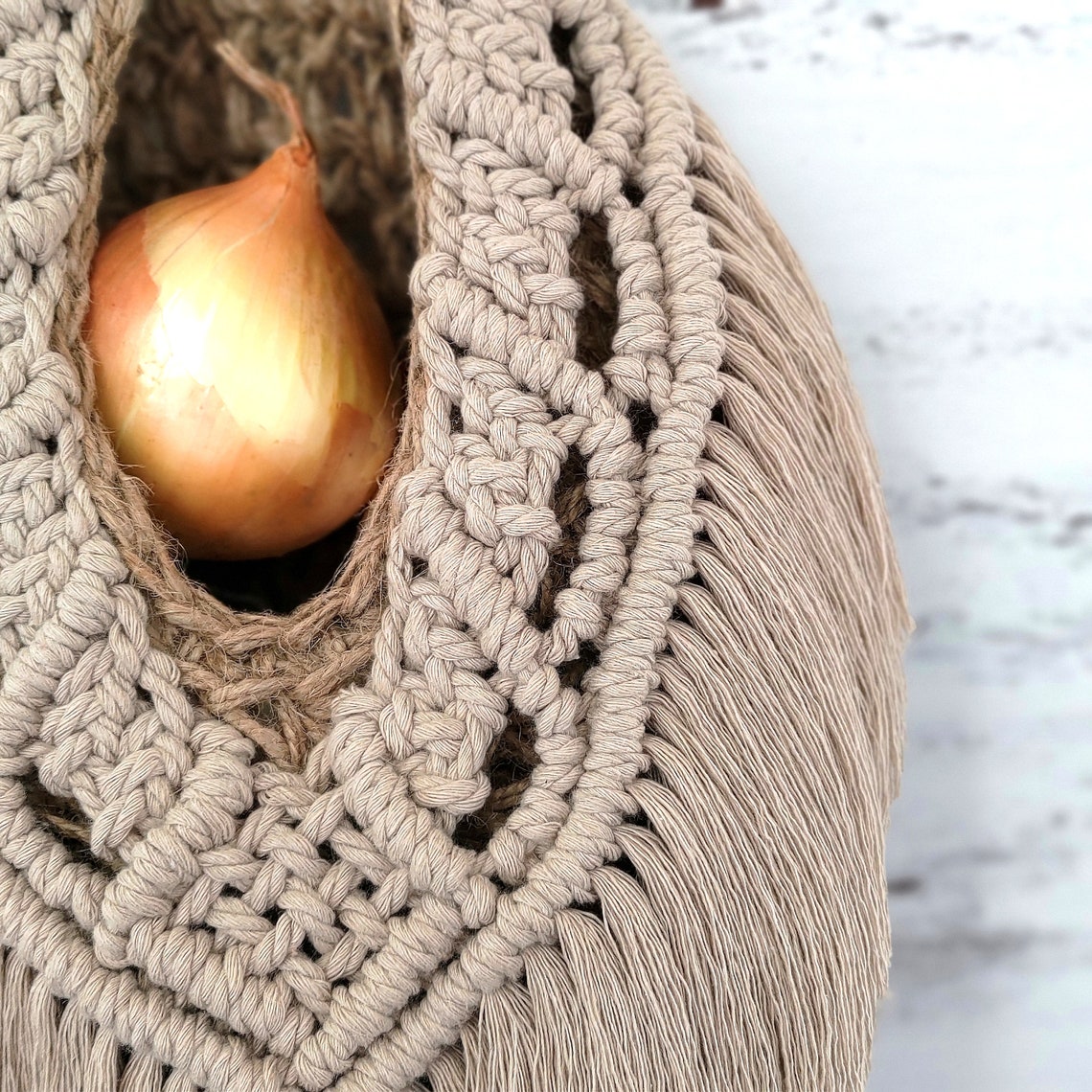 Macrame wall basket/Garlic keeper/Onion basket/Food Etsy