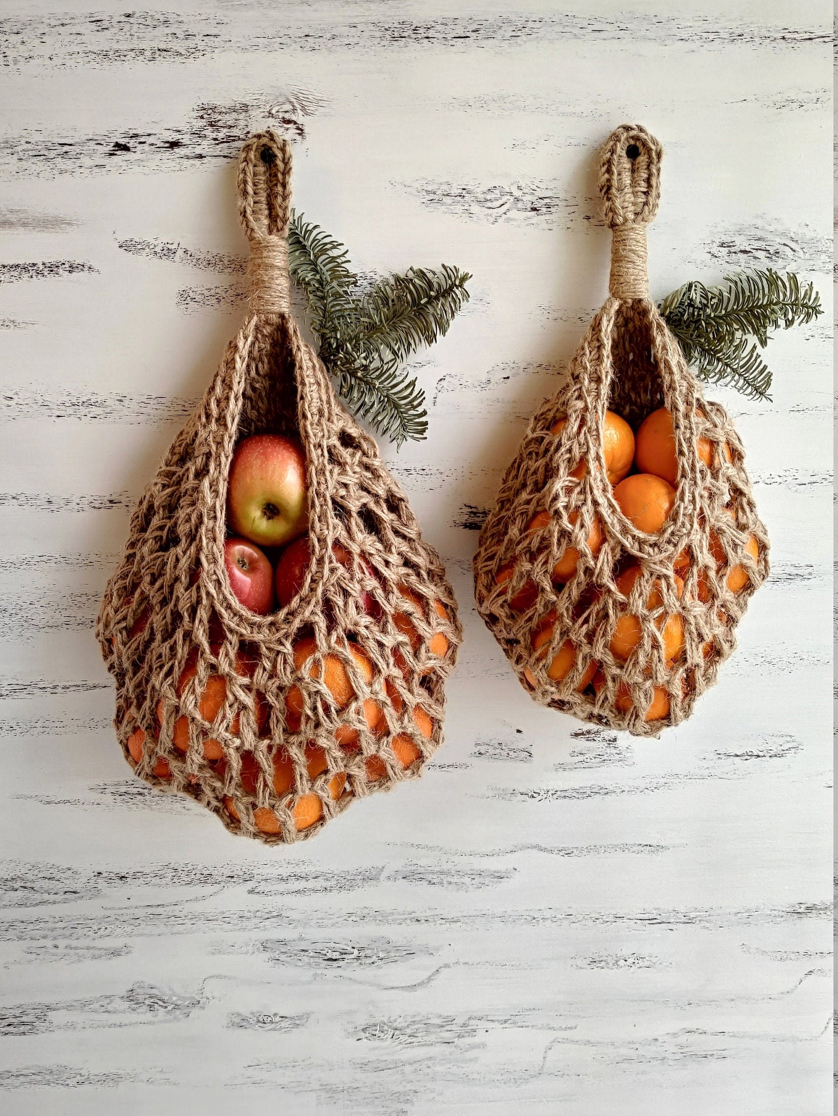 Hängende Küche Aufbewahrungkorb Set von zwei Jute Körbe Eco | Etsy