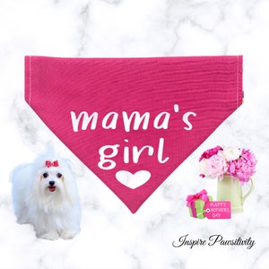 Mother&#39;s Day Bandana, Mama&#39;s Girl Dog Bandana, Cat Bandana, Gift for Dog Mom,Mother&#39;s Day Gift, Pink Mama&#39;s Girl Bandana, Over the Collar