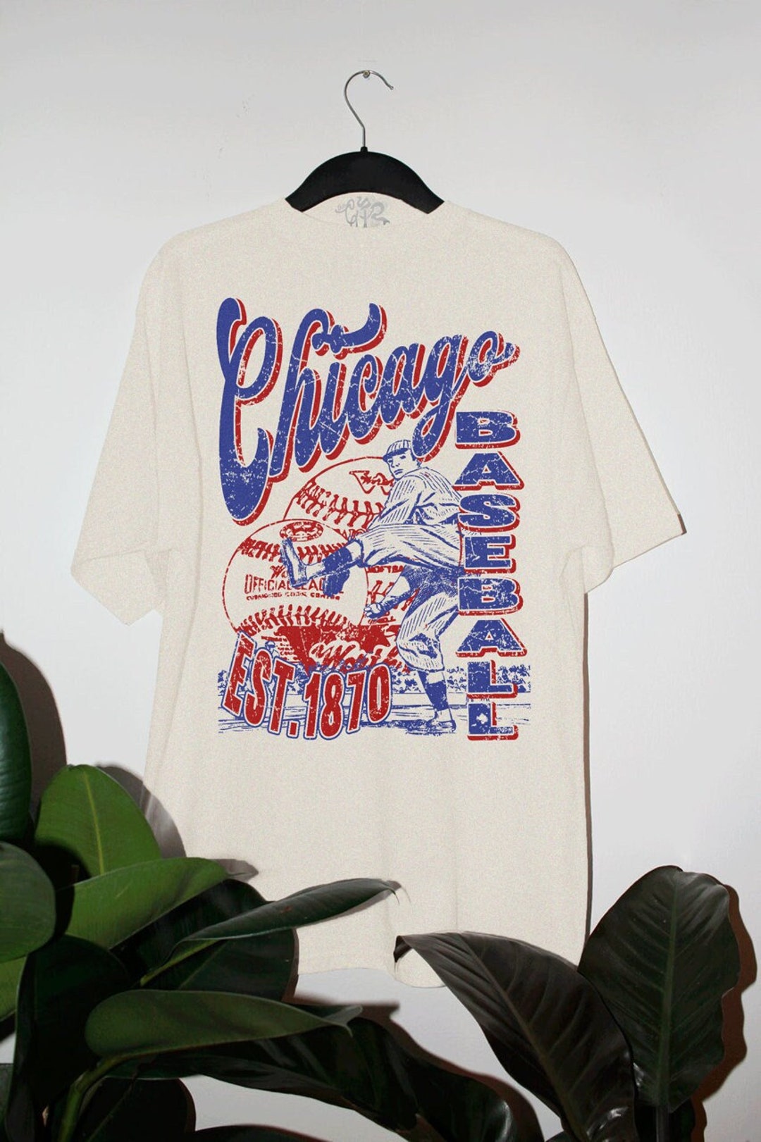 theclandestineshop Chicago Baseball 90's Oversized Tshirt | Chicago Cubs Graphic Tee | 90s Oversized Graphic Tshirt | Graphic Tees for Women | Retro