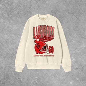 Sudadera de algodón cuadrada de fútbol americano de Kansas City de los 90 / Sudadera de cuello redondo retro de fútbol americano de Kansas City, Missouri / Jersey para el día del partido de Kansas City KC