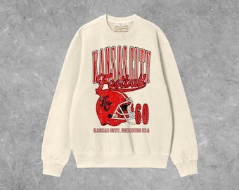 90-tals Kansas City Football Boxy bomullströja | Kansas City Missouri Retro Football Crew Neck | Kansas City Match Day-tröja KC