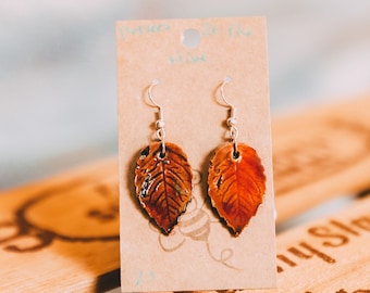 Autumn Leaf Earrings / Handmade Ceramic Jewelry