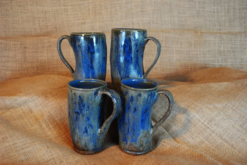 Hand-built Altered and Glazed Denim Blue Asymmetrical Coffee image 0