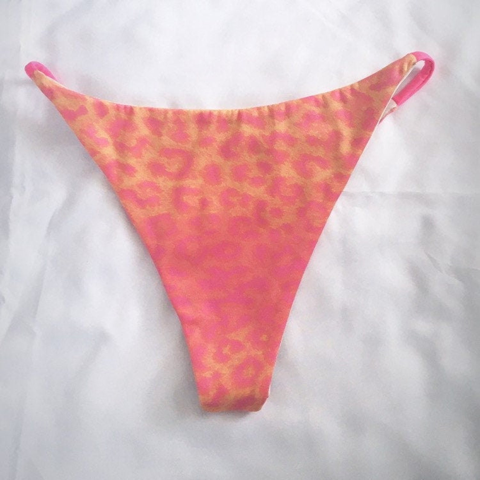 Petite Women's String Bikini Bottoms/ Pink and Orange | Etsy