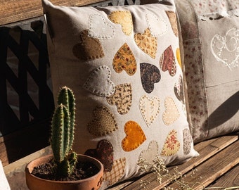Patchwork Hearts Cushion
