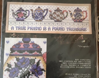 Cross stitch kit &quot;Teapots&quot; &quot;Teapot row&quot; by Design Works #9267