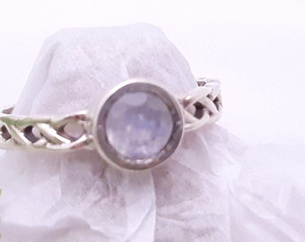 Rustic Ring, Stackable Ring Moonstone, Celtic Ring Moonstone, Birthstone June, Engagement Ring, Sterling,