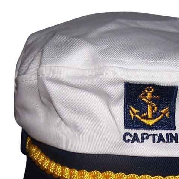 Captain's  Hat Sailor Hat Nautical Hat For Adults - Adjustable -  White Color  Uni-Sex Style *FREE USA Shipping* ( 7501CW)