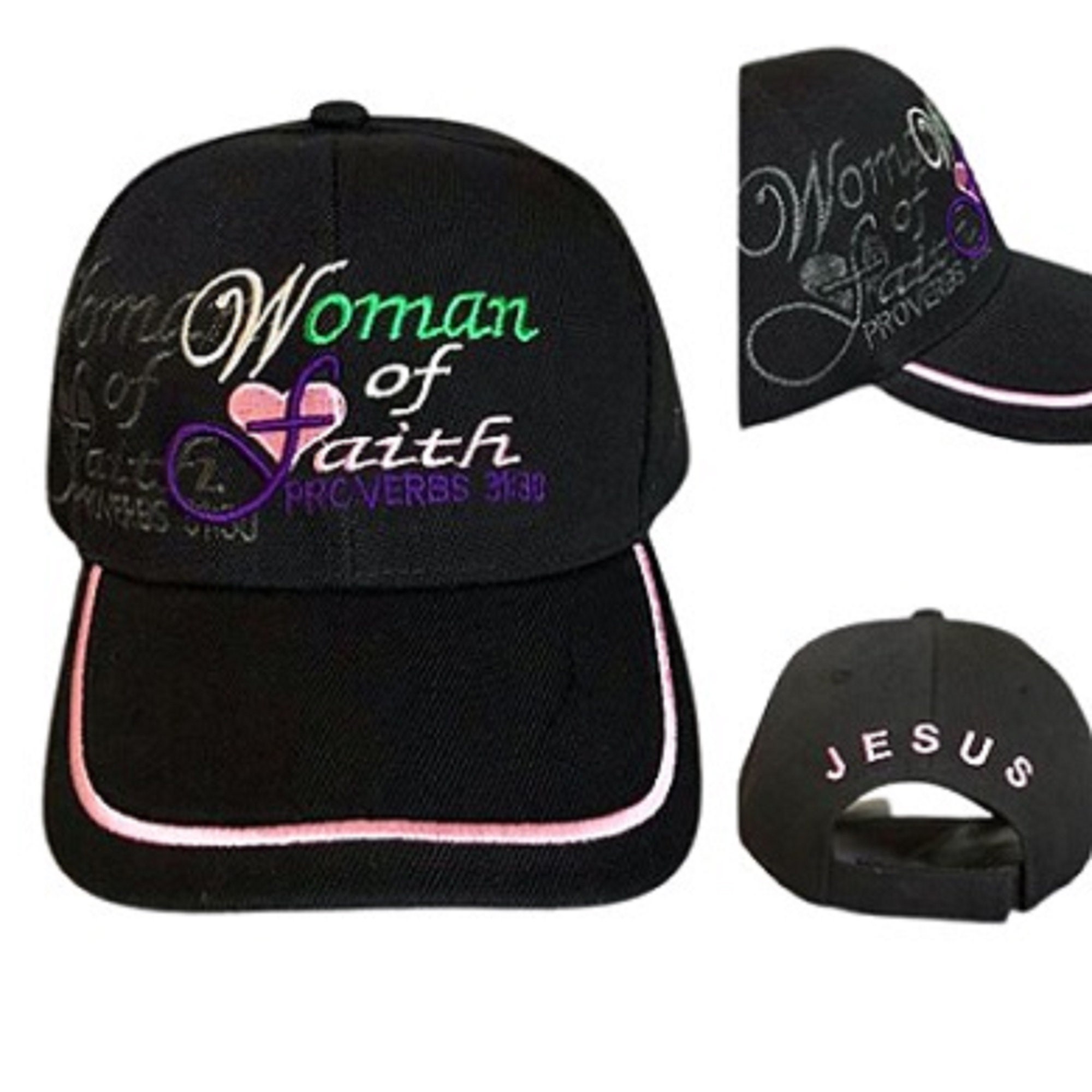 Woman of Faith Christian Baseball Cap Embroidered Black