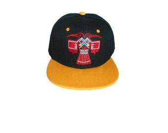 Azteken-Vogel .... Native Pride Baseball Caps bestickt - Schwarz und Gelb - Uni-Sex-Stil - KOSTENLOSER Versand in die USA - (CapNp615)