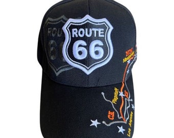 Hwy Map Route 66  Hwy Map Baseball Cap Embroidered - Black Color - Uni-Sex Style -- FREE  USA  Shipping-- (7508-135B)