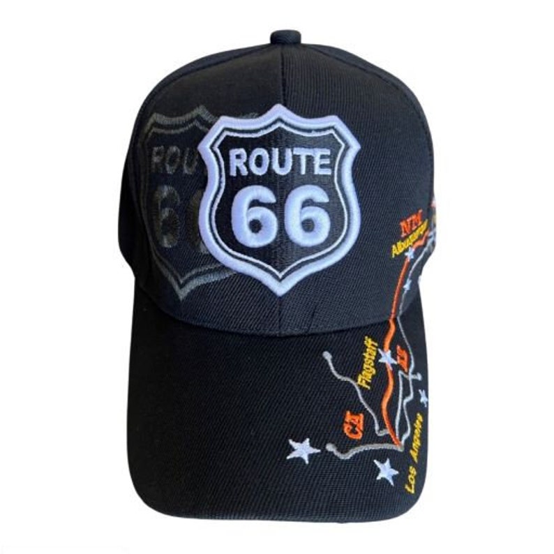 Hwy Map Route 66 Hwy Map Baseball Cap Embroidered Black Color Uni-Sex Style FREE USA Shipping 7508-135B image 1