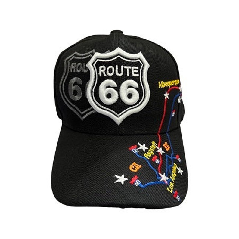 Hwy Map Route 66 Baseball Cap With Shadow  Navy Color  image 1