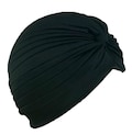 Women's Stretchy Turbans Head Chemo Pleated Hats - Solid  Black Color - 1Pc  *FREE USA  Shipping*  (Turban1)