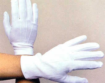 Herren Baumwolle Kleid Handschuhe - Weiße Farbe - Uni-Sex Style --KOSTENLOSER USA Versand-- (09651W)