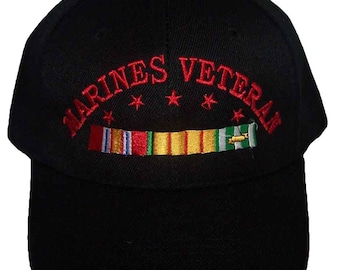 Marines Veteran Baseball Military Cap Embroidered  - Black Color - Uni-Sex Style  *FREE  USA  Shipping* (7506M71B)