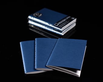 Premium Handmade Pocket Notebook 3-Pack: Blue Lined Journal