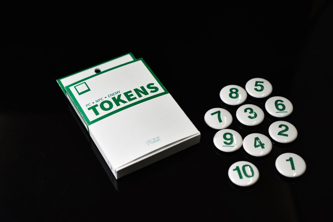 Character Tokens - White W/ Green Numbers - Pc/npc/enemy TTRPG Tokens ...
