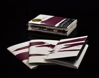 Premium Handmade Pocket Notebook 3-Pack: Maroon Ink Blot Lined Journal