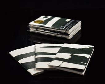 Premium Handmade Pocket Notebook 3-Pack: Forest Green Ink Blot Lined Journal
