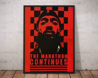 Nipsey Hussle TMC The Marathon Continues Art Poster, Canvas Print, Hip Hop Portrait, Home & Wall Decor