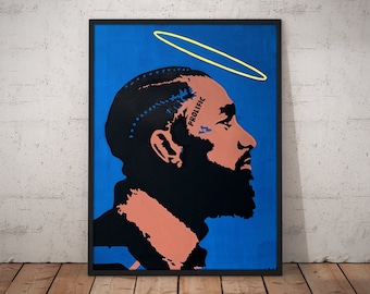 Nipsey Hussle Halo Art Poster, Canvas Print, Hip Hip Portrait, Home & Wall Decor