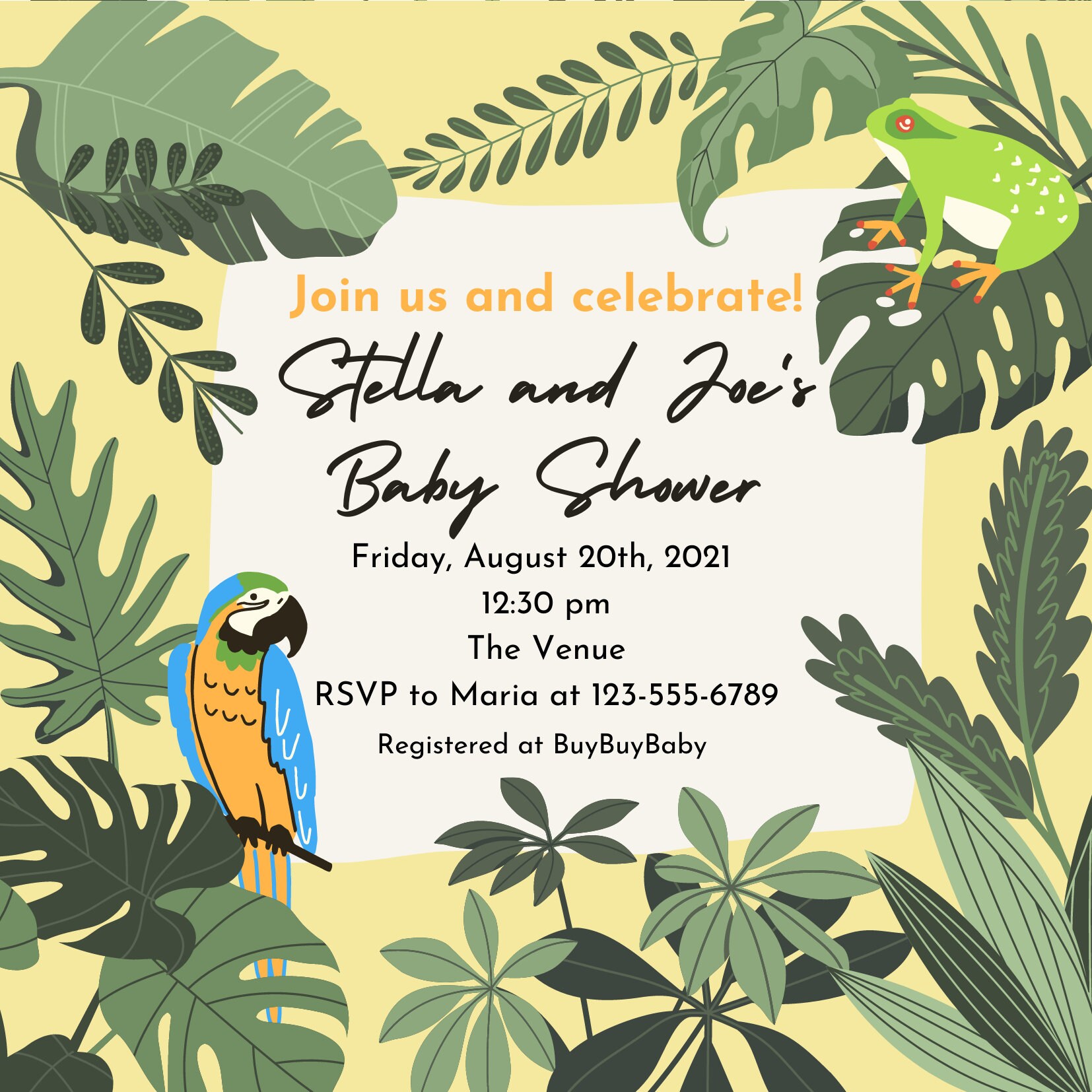 Jungle Digital Invitation Template Kids Party Printable Baby | Etsy