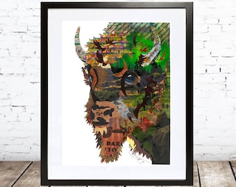 North Dakota Bison Art Print - Football Art - North Dakota Fan Art - College Football - Team Pride - NDSU - UND