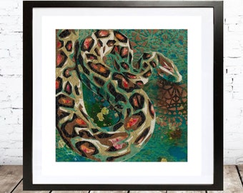 Python Art Print: Hand-Cut Paper Animal Portrait