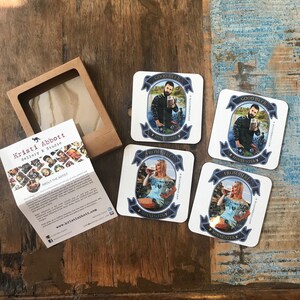 Craft Beer Coaster Set - Set of 4 Coasters - Vintage Man & Woman Beer Coasters