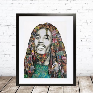 Bob Marley Art Print - Bob Marley and the Wailers - Marley Art Print - Collage Portrait