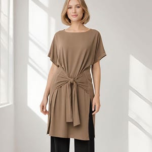 Slouchy Knot Tie Tunic | Modal French Terry, Custom Length | Handmade in Los Angeles