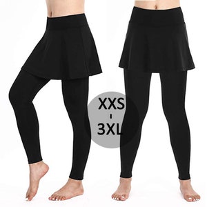 Women Tennis Skirted Leggings Pockets Elastic Sport Yoga Capris Skirts  Legging C