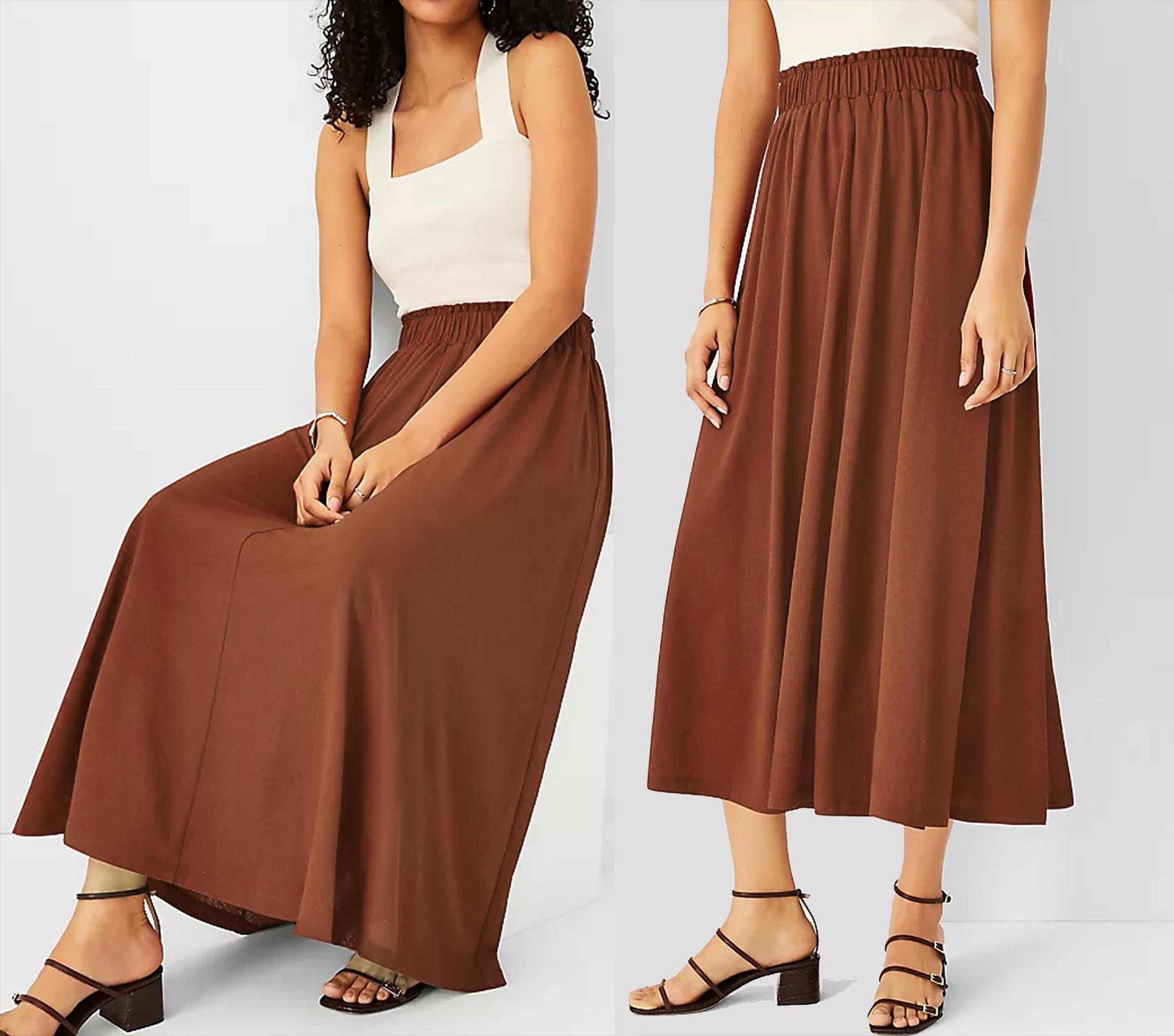 Buttery Soft Maxi Ankle Skirt with Pockets Available in Petite Plus Tall. Sustainable and Upcycled