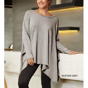 Custom Made Soft Oversized Tunic Top, Flowy and Boxy, Hanky Hem Details, Available in Plus, Petite, Tall