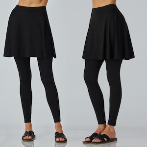Custom 2-in-1 Skirted Leggings – Free Waist & Length Adjustment | Petite, Tall to Plus Size XXS–5X