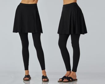 Custom 2-in-1 Skirted Leggings – Free Waist & Length Adjustment | Petite, Tall to Plus Size XXS–5X