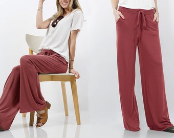 Upcycled butter Soft Lounge Pants, Palazzo Pants, Plus Size Lounge Pants, Wide Leg Pants, Pajama Pants,  Gaucho, Sustainable, Made in USA