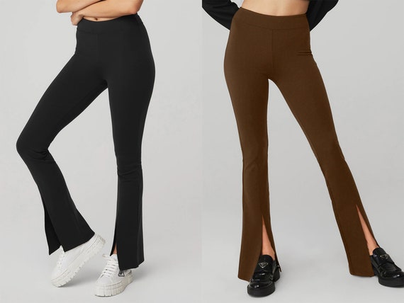 Buy Upcycled High Waisted Slit Flare Leggings, Buttery Soft 4-way Stretch  Fit and Flare Slit Pants Online in India 