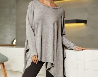 Oversized Dolman Hanky Hem Tunic Top - Custom Length, Handmade in Los Angeles