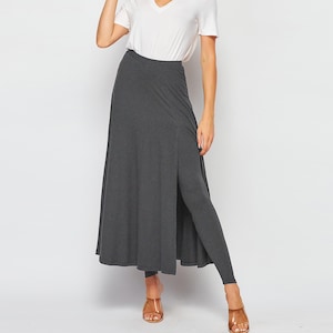 Custom Made 2 in 1 Maxi Flared Skirted Leggings With Slit - Available in Petite, Tall, Plus , Travel Essential