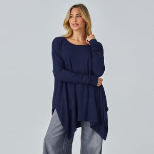 Custom Made Soft Oversized Tunic Top, Flowy and Boxy, Hanky Hem Details, Available in Plus, Petite, Tall