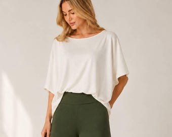 Top de manga murciélago extragrande: Largo personalizado, tallas petite, alta, tallas grandes, hecho a mano en EE. UU.