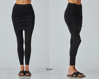 Custom Fit Leggings mit Rock und Rüschen: Upcycled Stoff Yoga - Main Image