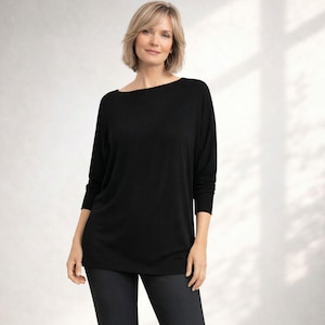 Boatneck Dolman Tunic Top, Custom Length, Handmade in USA
