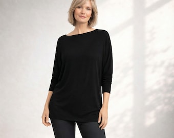Boatneck Dolman Tunic Top, Custom Length, Handmade in USA